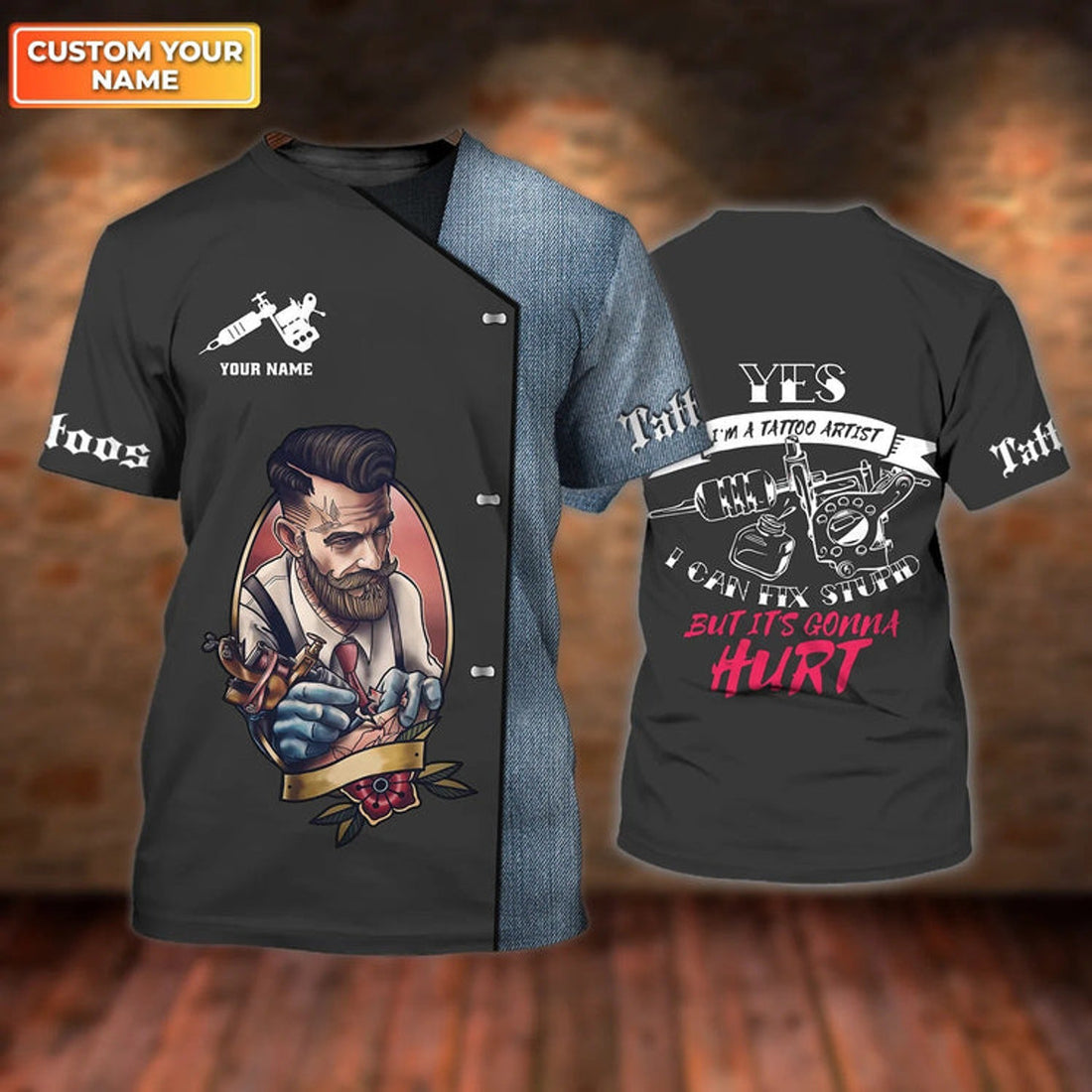 FUNSTUFFPRINT Custom 3D All Over Print Men Tattoo ArtisT-Shirt, Classic Tattoo Artist Tee Shirt, Gift For Tattoo Lover 3D T-shirt