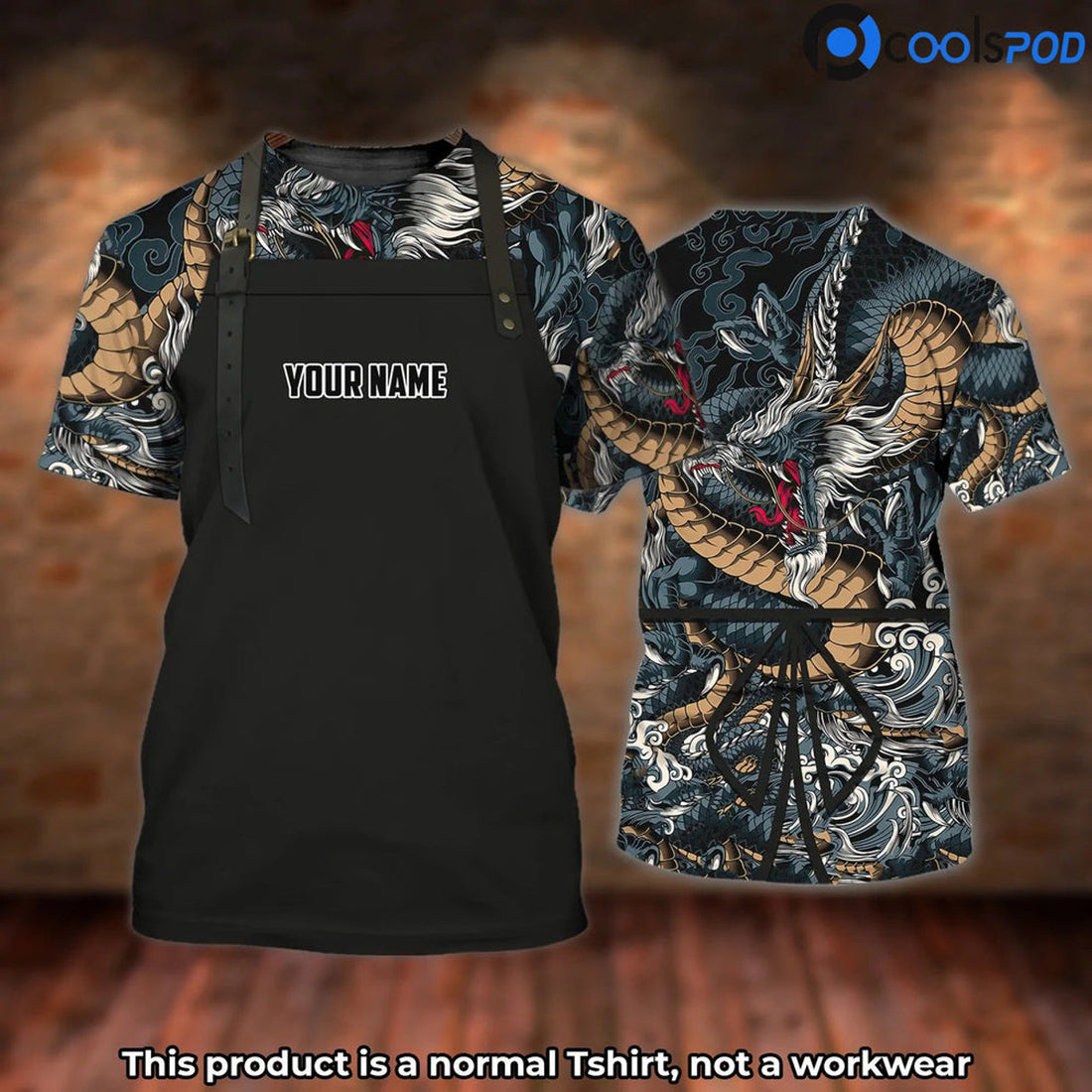 FUNSTUFFPRINT Personalized 3D All Over Print Dragon Tattoo Shirt, Tattoo Ship Uniform, Gift For Tattoo Lover 3D T-shirt