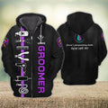 FUNSTUFFPRINT Custom Leonie Poodle Purple Bather Groomer Dog Groomer Cat 3D Hoodie and Zip Hoodie