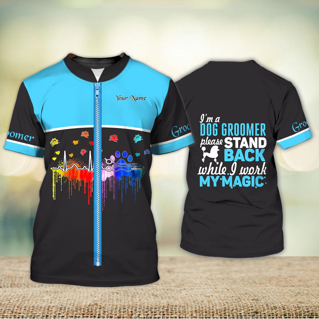 FUNSTUFFPRINT I'm A Dog Groomer Please Stand Back While I Work My Magic Groomer Dog Cat Groomer 3D T-shirt