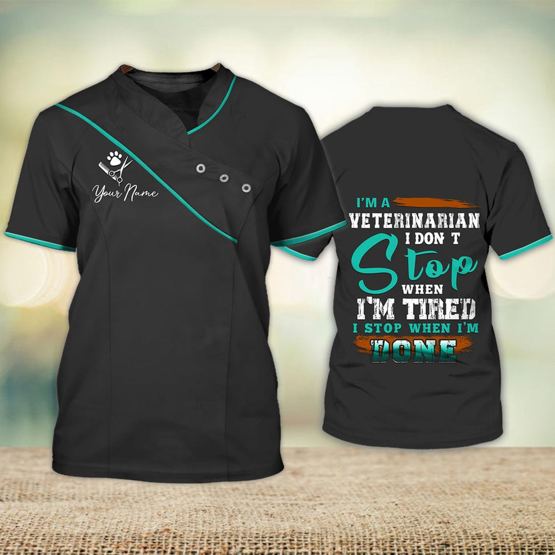 FUNSTUFFPRINT Custom Shirt For A Veterinarian I'M Veterinarian I Stop When I'M Done Veterinarian Uniform 3D T-shirt