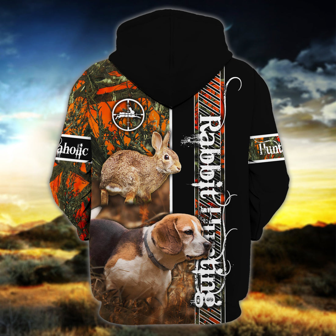 FUNSTUFFPRINT Rabbit Hunting - Beagle - Personalized Name3D Hoodie and Zip Hoodie