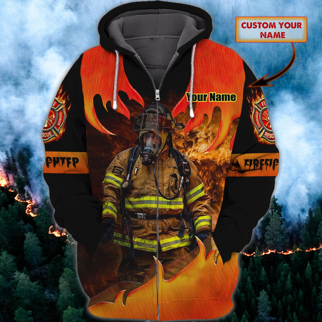 FUNSTUFFPRINT Freefighter 01- Personalized Name 3D Hoodie and Zip Hoodie