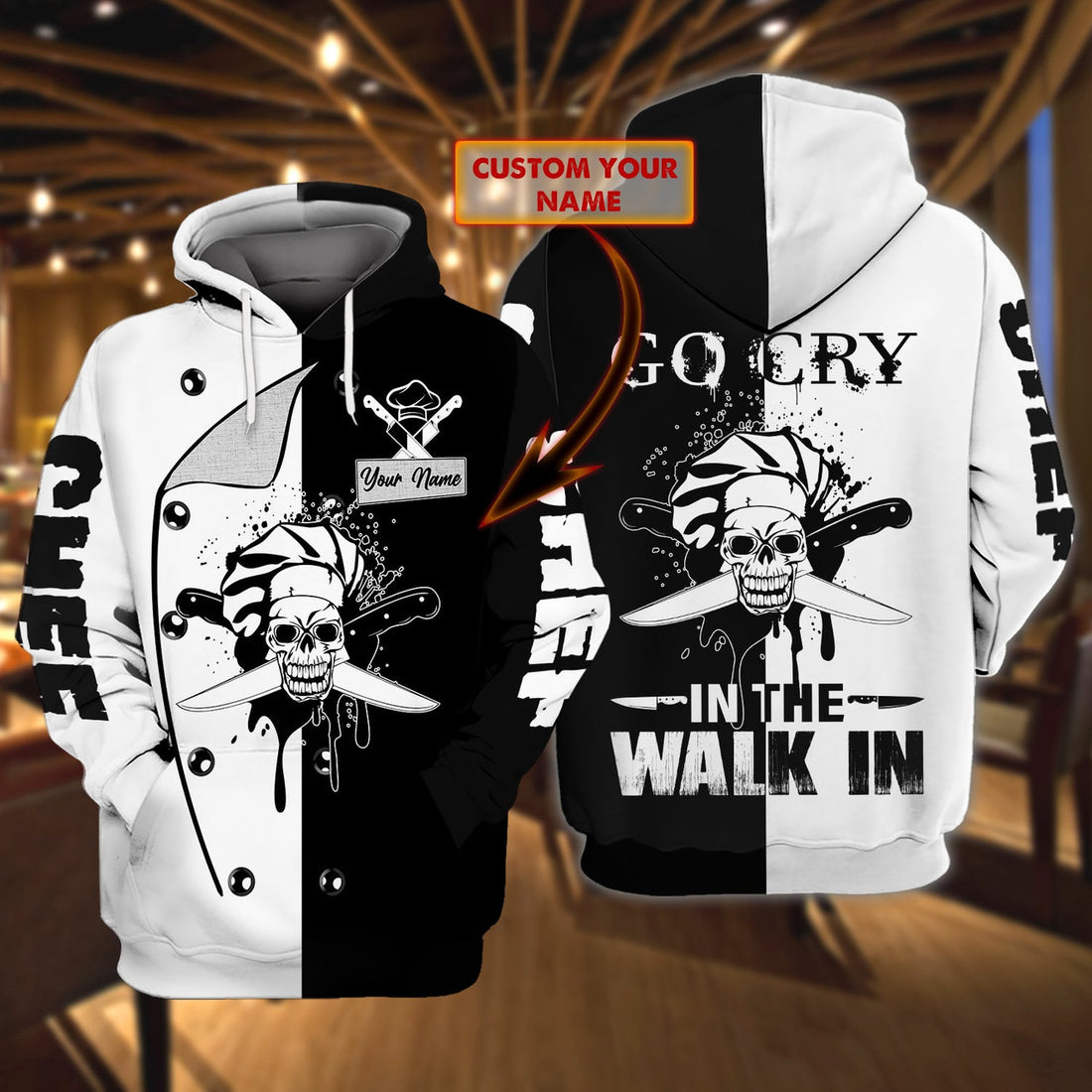 FUNSTUFFPRINT CHEF 01 - Personalized Name 3D Hoodie and Zip Hoodie