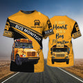 FUNSTUFFPRINT Personalized 3D Yellow Bus Monitor Shirt School Bus T-Shirt For Men Women 3D T-shirt