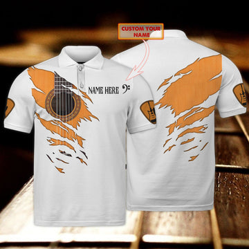 FUNSTUFFPRINT Guitar - Personalized Name 3D Polo Shirt