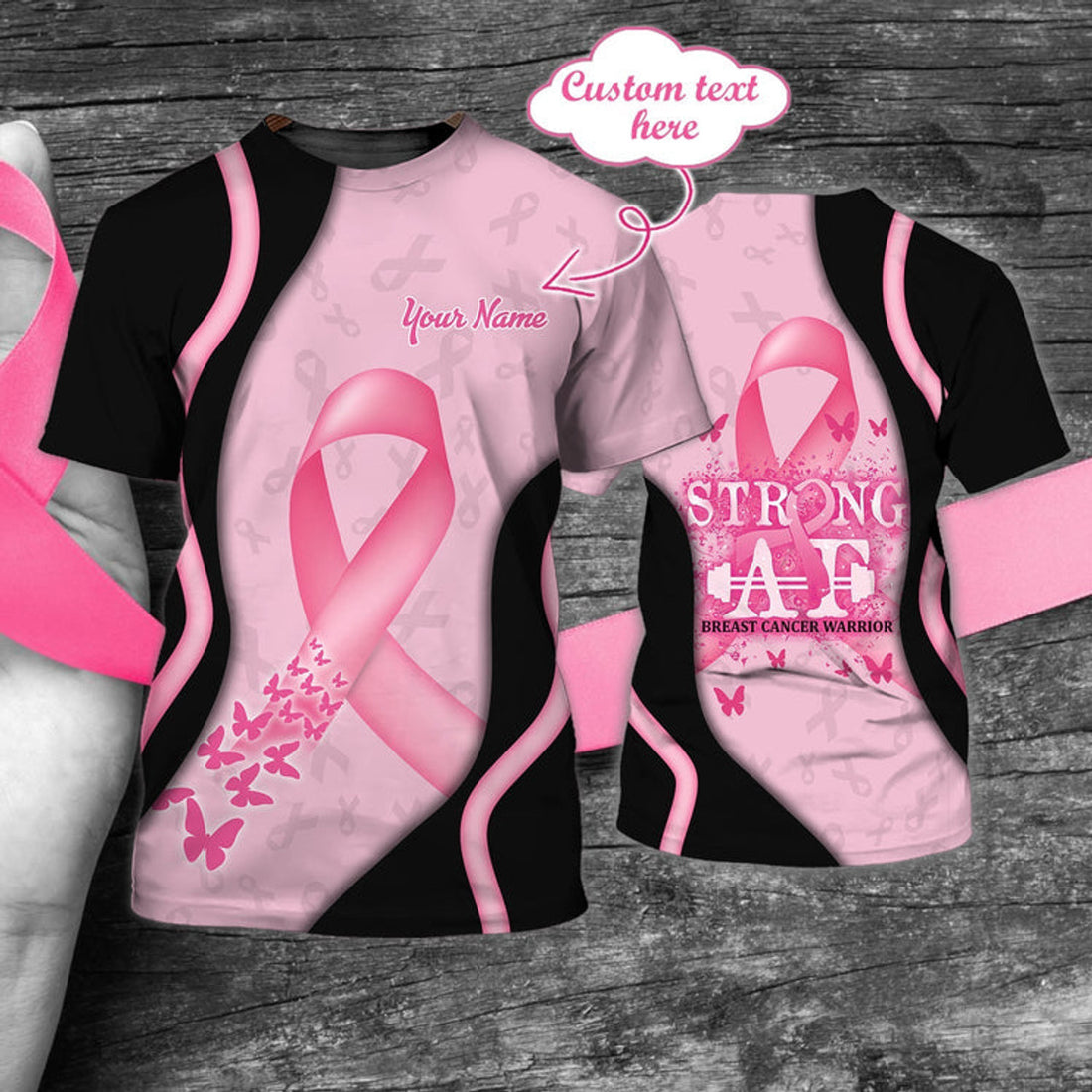 FUNSTUFFPRINT Personalized Breast Cancer Awareness Shirt For Men Women 3D T-shirt