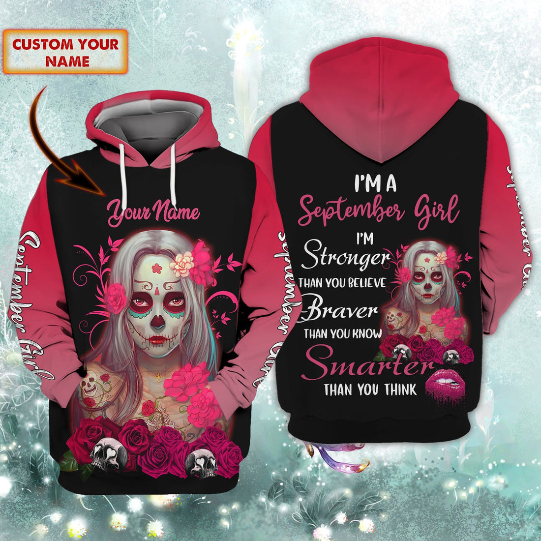 FUNSTUFFPRINT September Girl - Personalized Name 3D Hoodie and Zip Hoodie