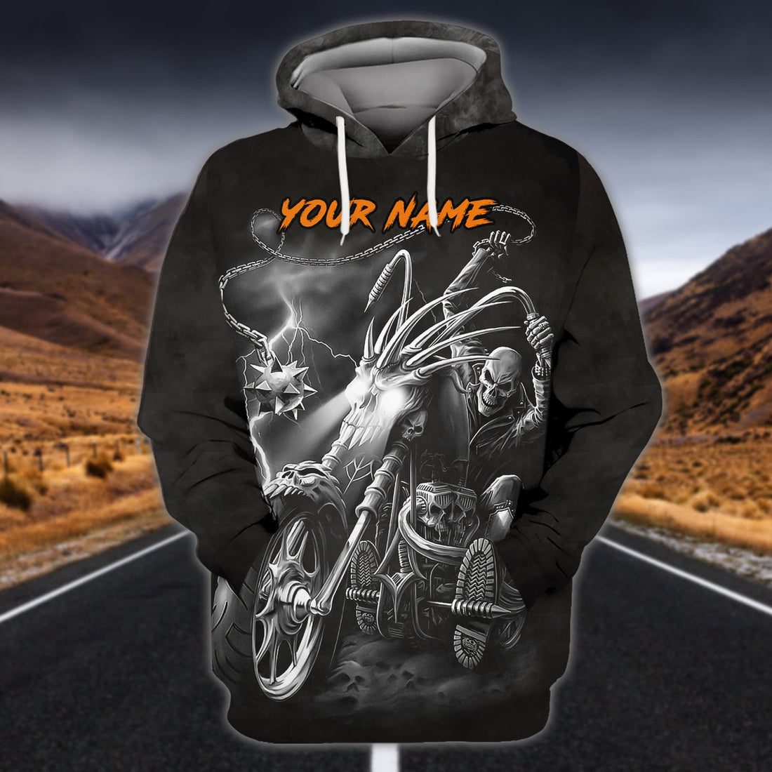 FUNSTUFFPRINT Custom Name-Hoodie Shirt-Biker-I can't go hell 3D Hoodie and Zip Hoodie