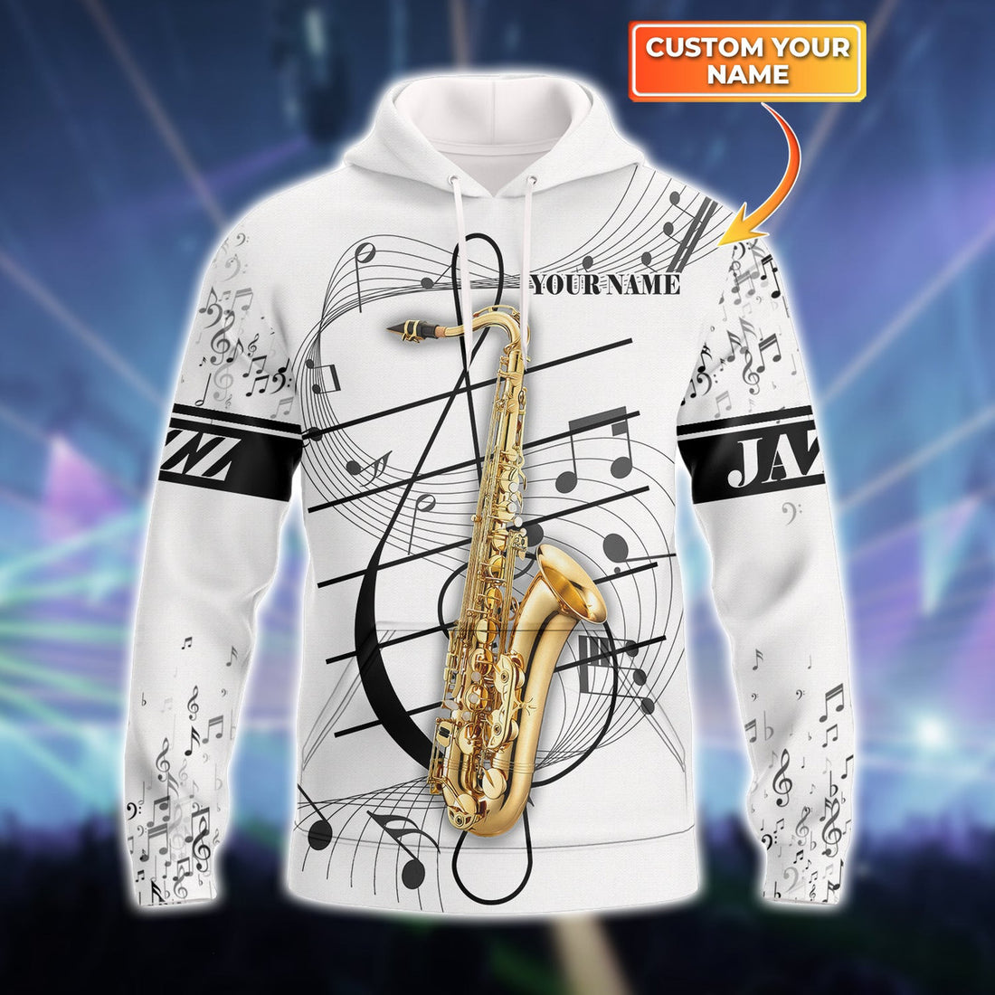 FUNSTUFFPRINT Saxophone - Personalized Name 3D Hoodie and Zip Hoodie