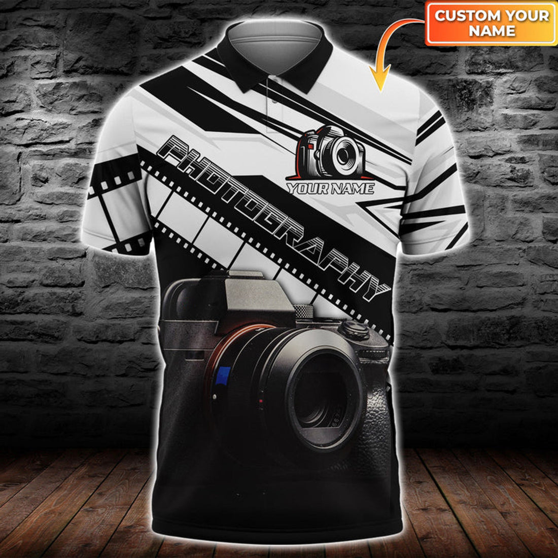 Custom Photo T-Shirt Personalized Name 3D Photography Polo Shirt