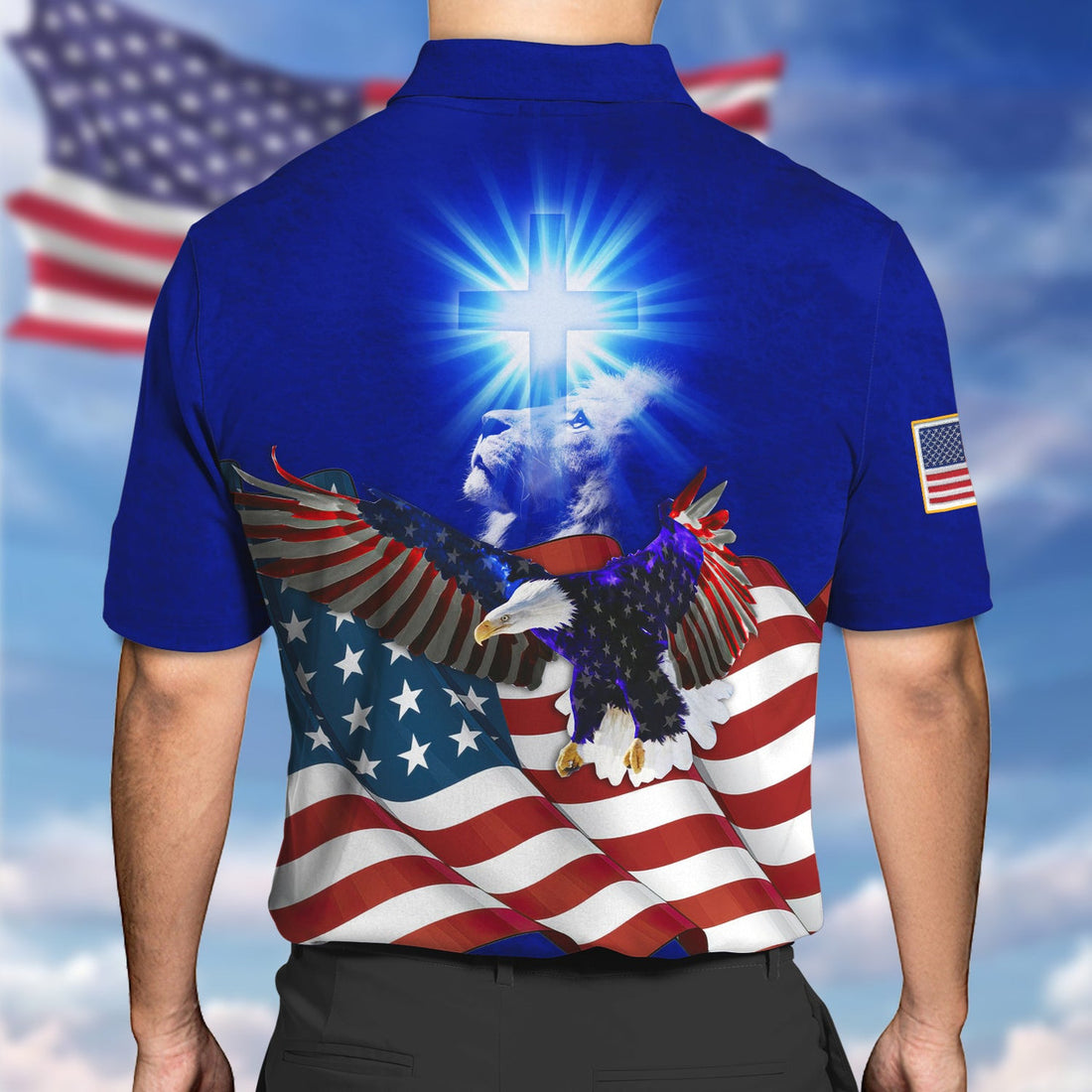 FUNSTUFFPRINT Boom - Personalized Name - 3D Polo Shirt - Eagle God 2