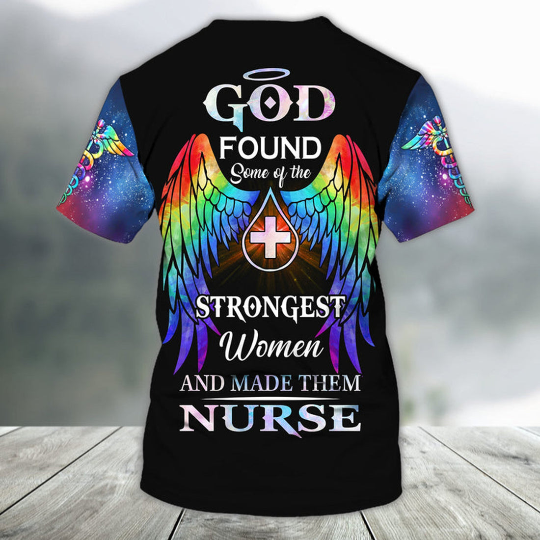 FUNSTUFFPRINT Nurse - Personalized Name 3D T-Shirt, God Found Some Of The Strongest Women and Make Them Nurse 3D T-shirt
