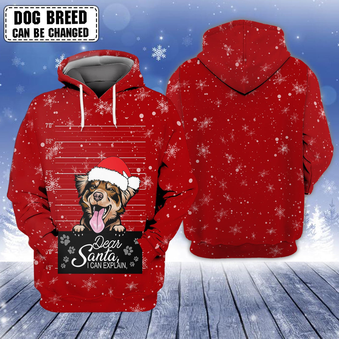 FUNSTUFFPRINT Custom Hoodie Shirt-Dear Santa I can explain-Christmas gift for dog lovers 3D Hoodie and Zip Hoodie