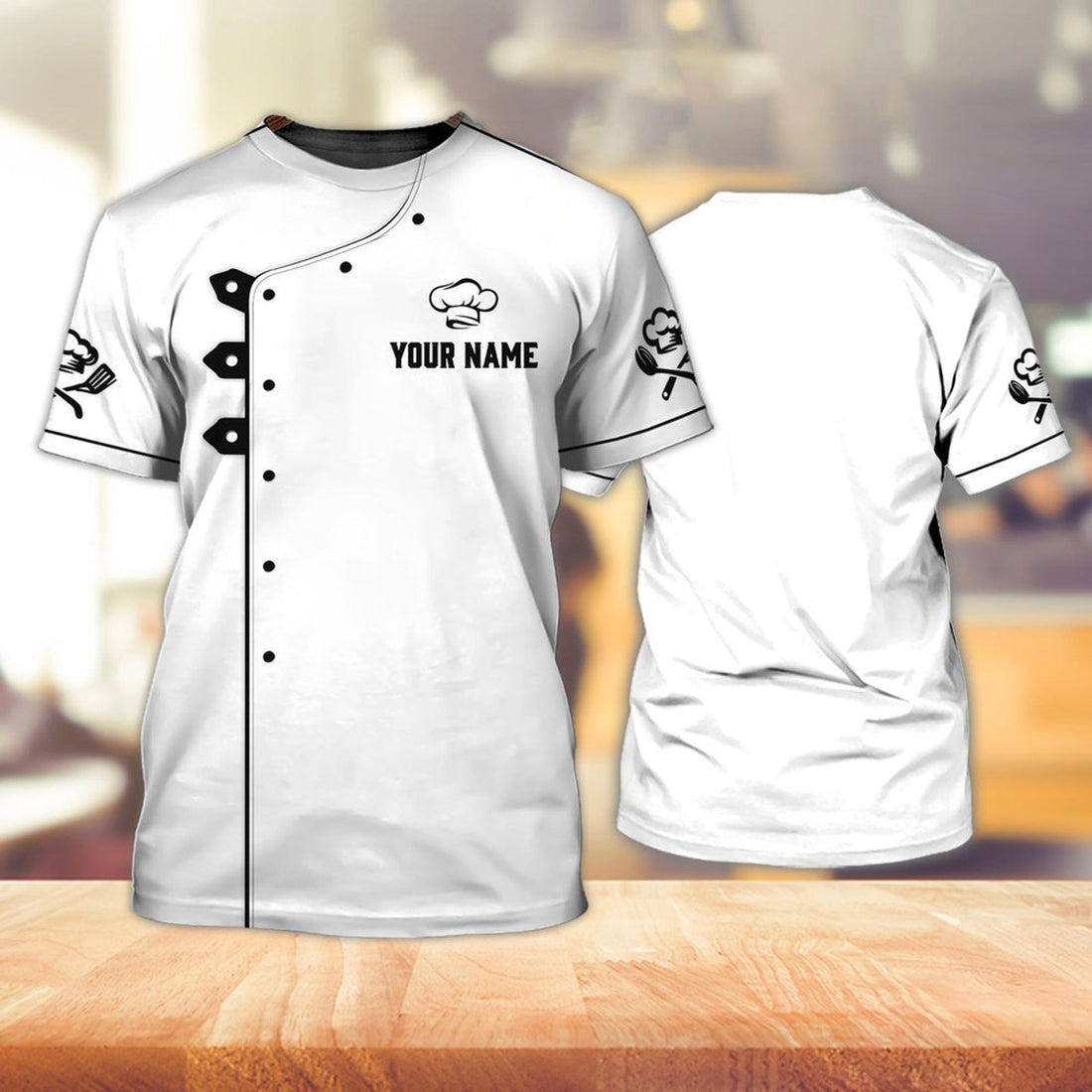 FUNSTUFFPRINT Custom Name Master Chef Uniform Shirt Men Women 3D White Chef Shirts 3D T-shirt