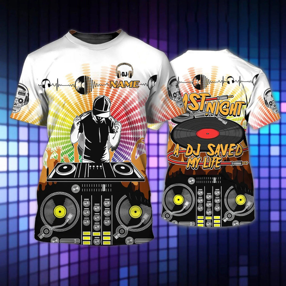 FUNSTUFFPRINT Personalized DJ Shirt, A DJ Save My Life 3D All Over Print T-Shirt, Music Shirt, DJ Gift 3D T-shirt
