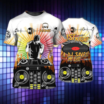 FUNSTUFFPRINT Personalized DJ Shirt, A DJ Save My Life 3D All Over Print T-Shirt, Music Shirt, DJ Gift 3D T-shirt