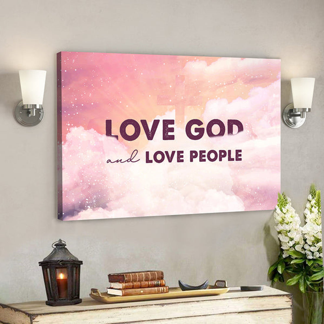 Bible Verse Canvas - Christian Canvas Art - Love God Love People 