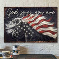 Amazing Horse And Flag - God Says You Are - Bible Verse Canvas - Scripture Canvas Wall Art
