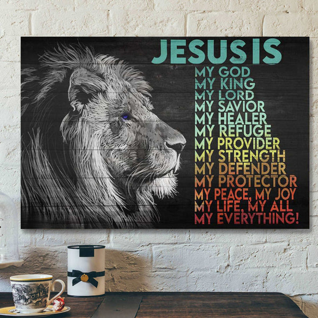 Awesome Lion - Jesus Is My Life - Bible Verse Canvas - Scripture Canvas Wall Art