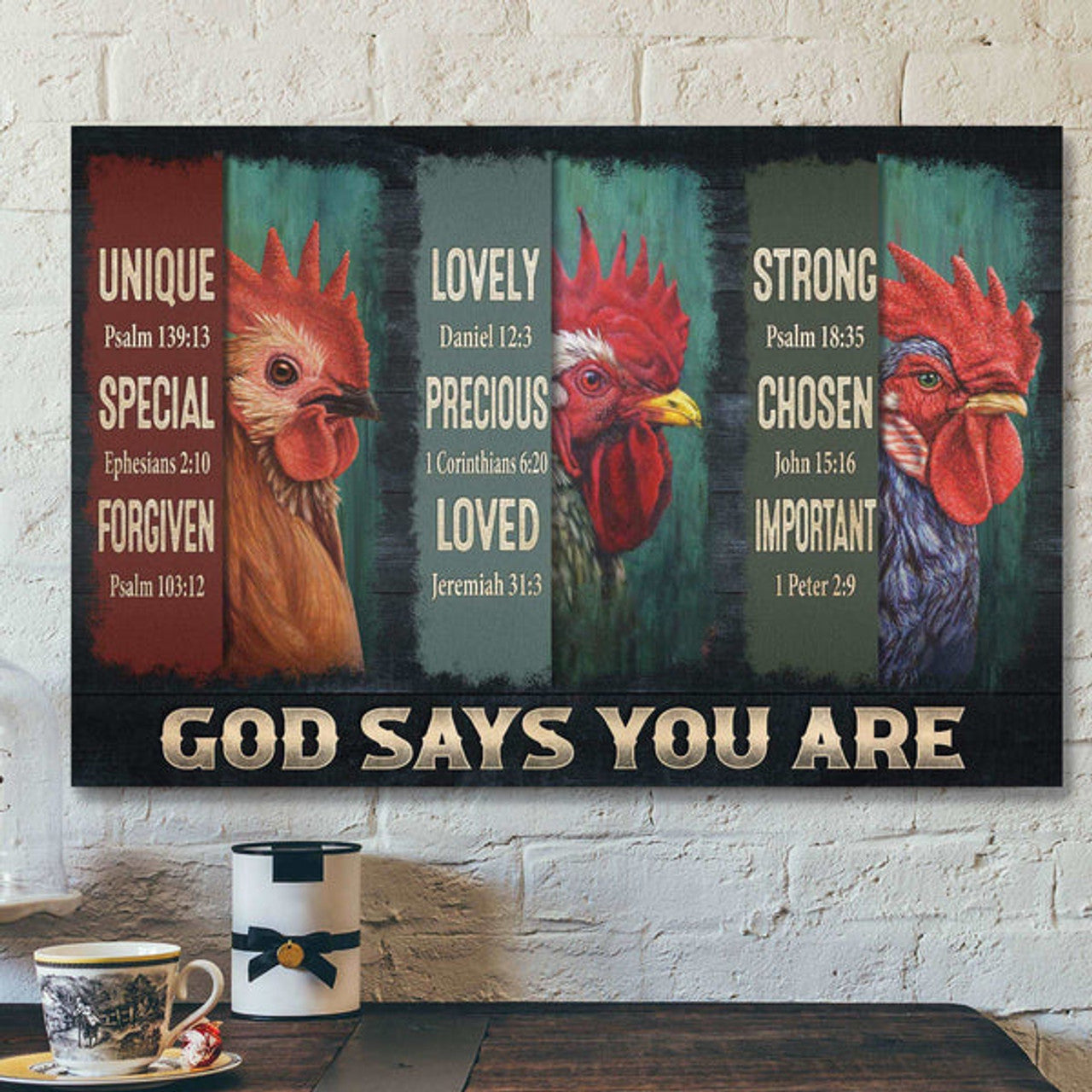 Amazing Chicken - God Says You Are Canvas Wall Art - Bible Verse Canvas - Scripture Canvas Wall Art