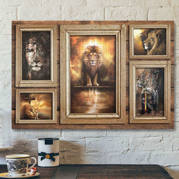 Awesome Lions In Picture Frames - Bible Verse Canvas - Scripture Canvas Wall Art