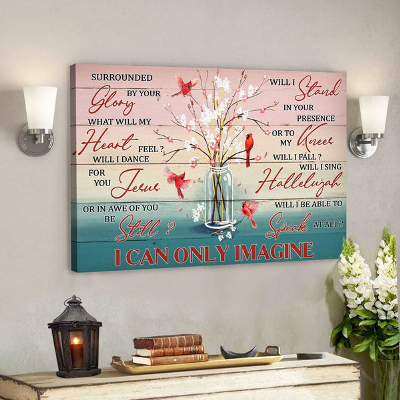 Adorable Flower Vase - I Can Only Imagine - Bible Verse Canvas - Scripture Canvas Wall Art 