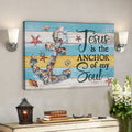 Bible Verse Canvas - Jesus Is The Anchor Of My Soul Seashell Anchor Canvas - Scripture Canvas Wall Art 