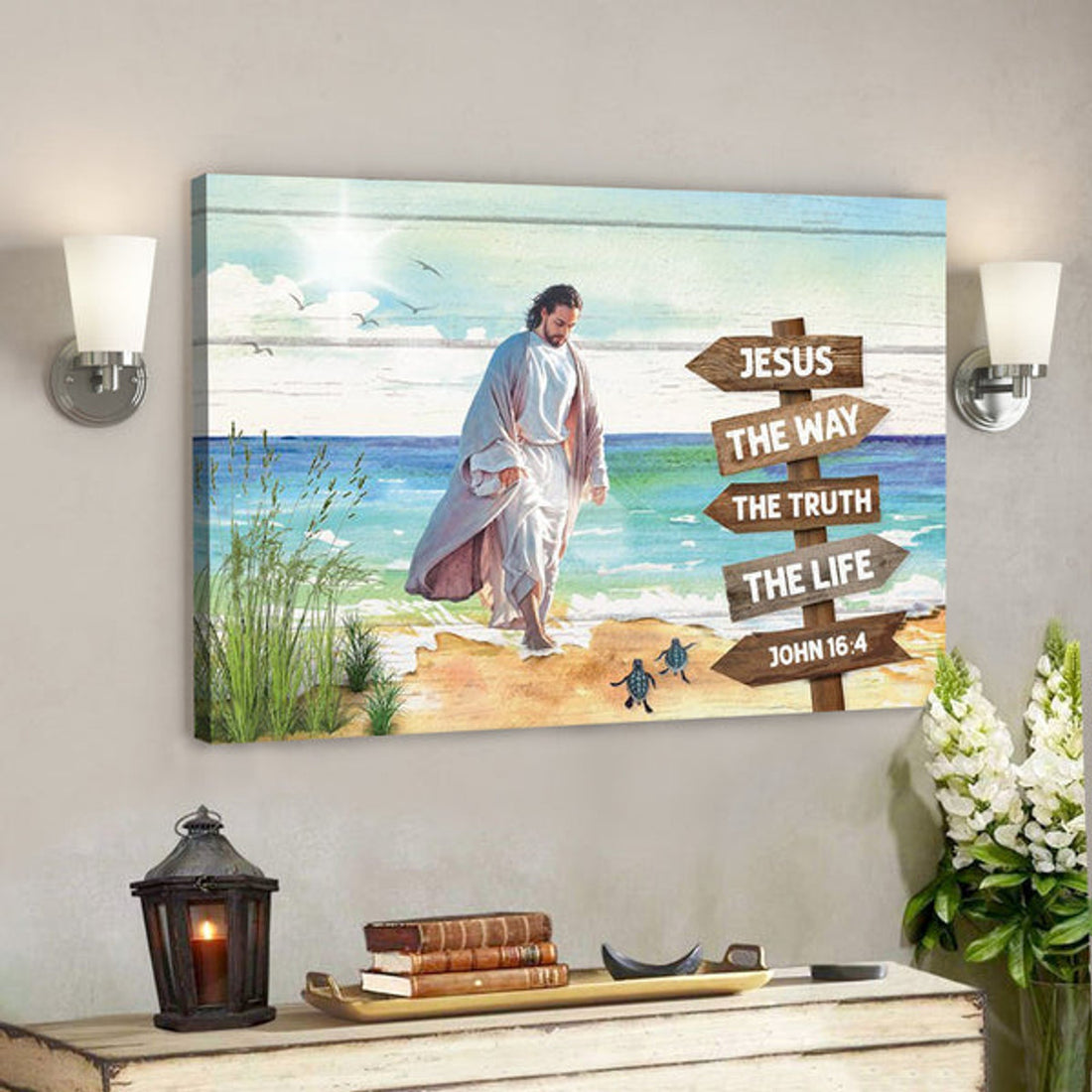 God Canvas - Bible Verse Canvas - God Comes To Us Over The Water - Unique Christian Canvas - Scripture Canvas 