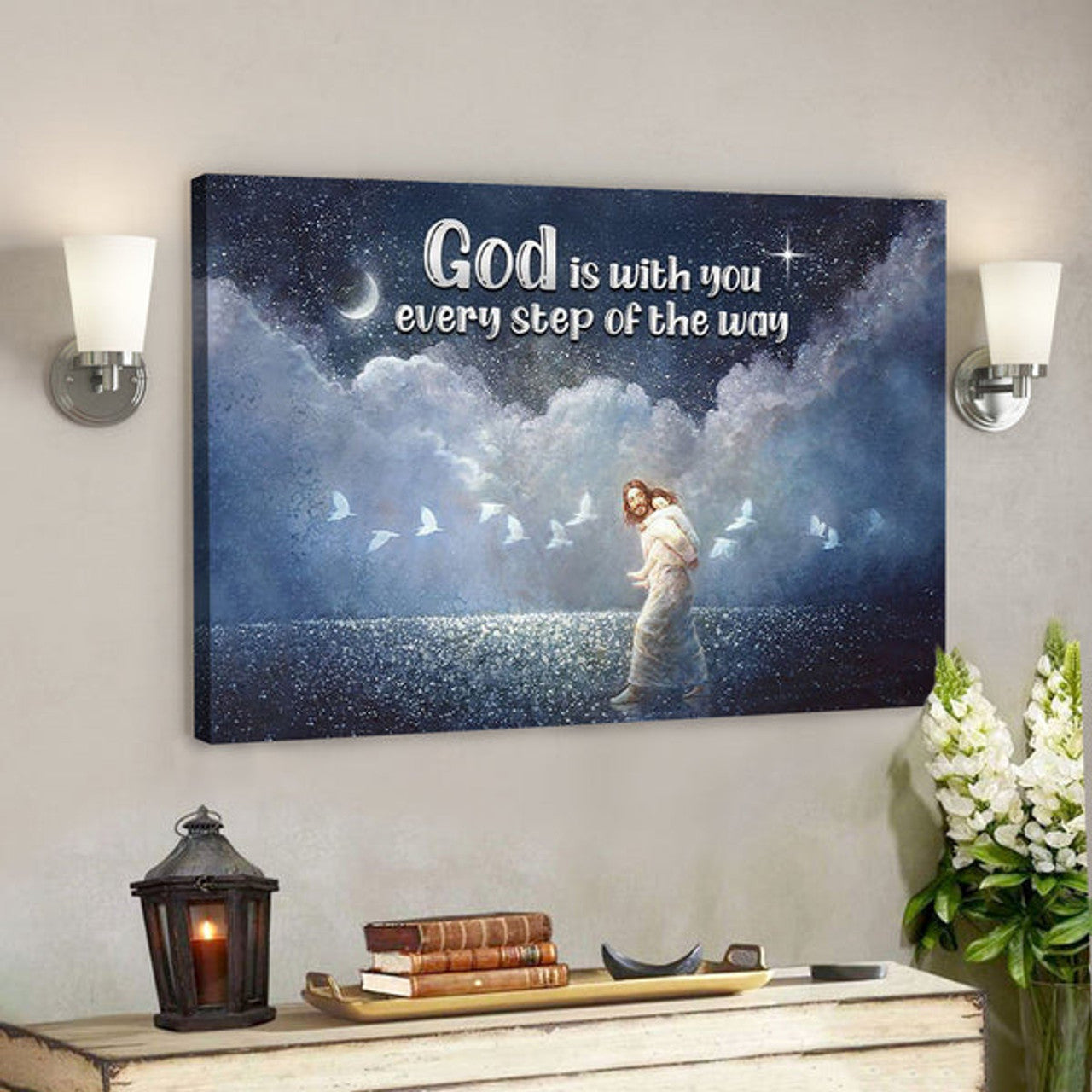 God Canvas - Bible Verse Canvas - Special Jesus Canvas - God Is With You Every Step - Scripture Canvas 