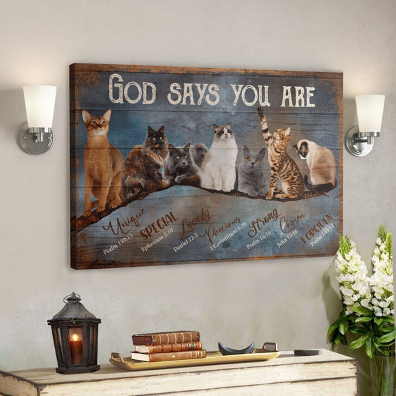 Bible Verse Wall Art Canvas - Cat - God Say You Are Amazing Canvas 