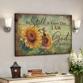 Sunflower And Hummingbird - Be Still And Know That I Am God Canvas Wall Art - Bible Verse Canvas - Scripture Canvas Wall Art 