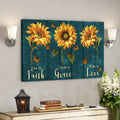 Sunflower - Faith Grace Love - Bible Verse Canvas - Scripture Canvas Wall Art 
