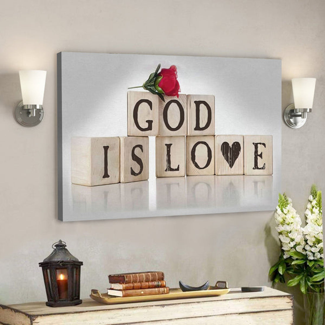 Bible Verse Canvas - God Is Love Wall Art Canvas - Scripture Canvas Wall Art 