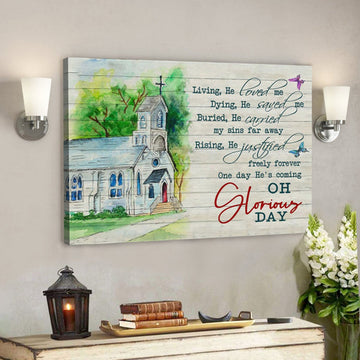 Bible Verse Canvas - Living He Loved Me Canvas Wall Art - Scripture Canvas Wall Art 