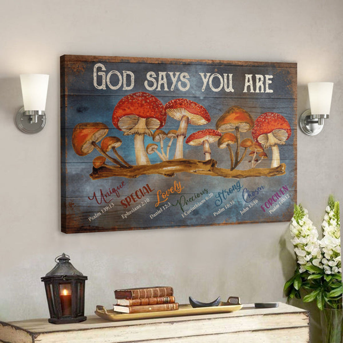 Bible Verse Wall Art Canvas - Copy Of Mushroom - God Says You Are Canvas 