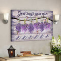 Jesus - Lavender - God Says You Are - Bible Verse Canvas - Scripture Canvas Wall Art 