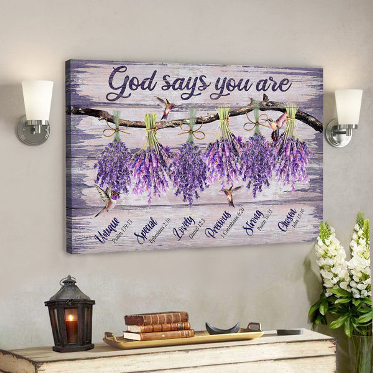 Jesus - Lavender - God Says You Are - Bible Verse Canvas - Scripture Canvas Wall Art 