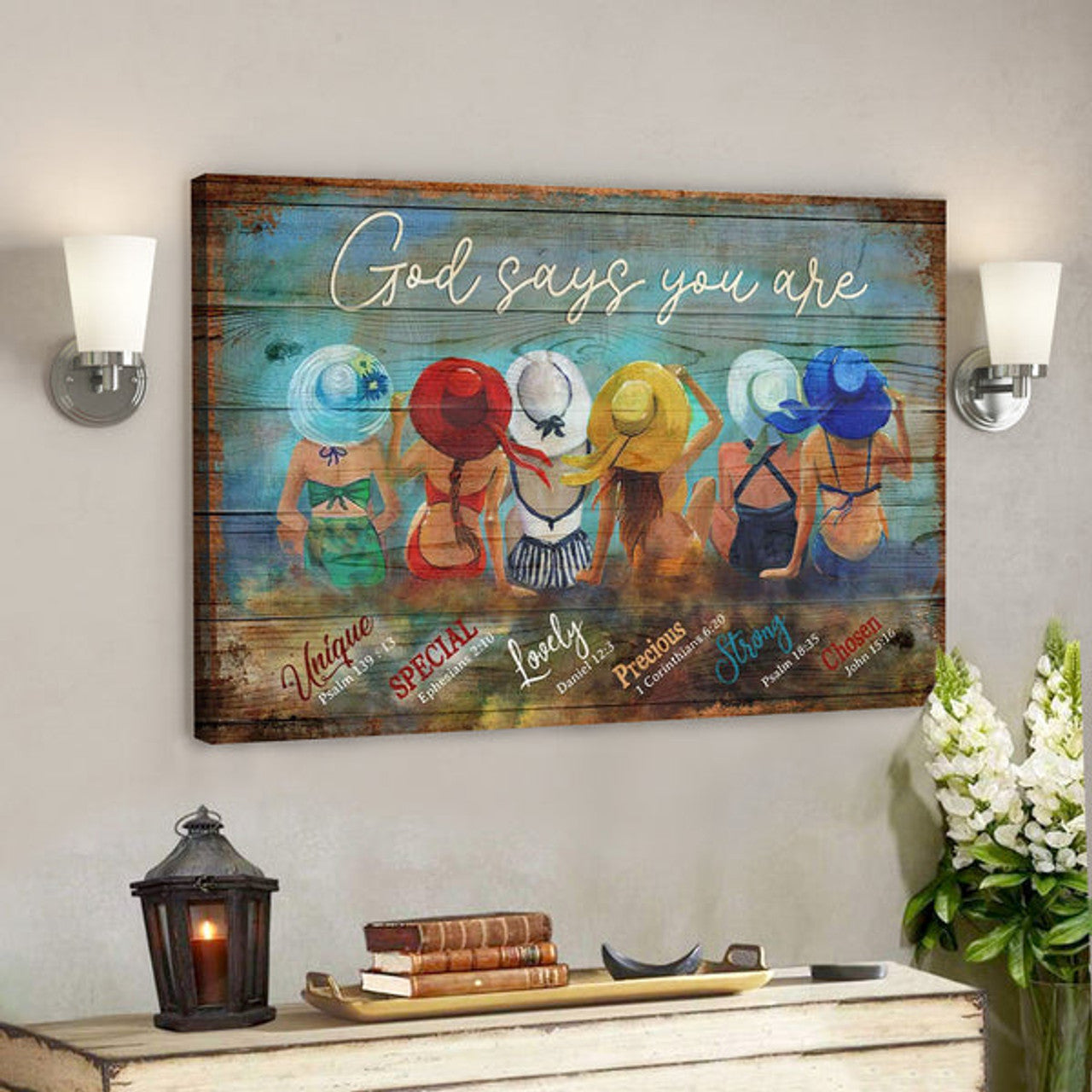 Colorful Girls - God Says You Are Canvas Wall Art - Bible Verse Canvas - Scripture Canvas Wall Art 