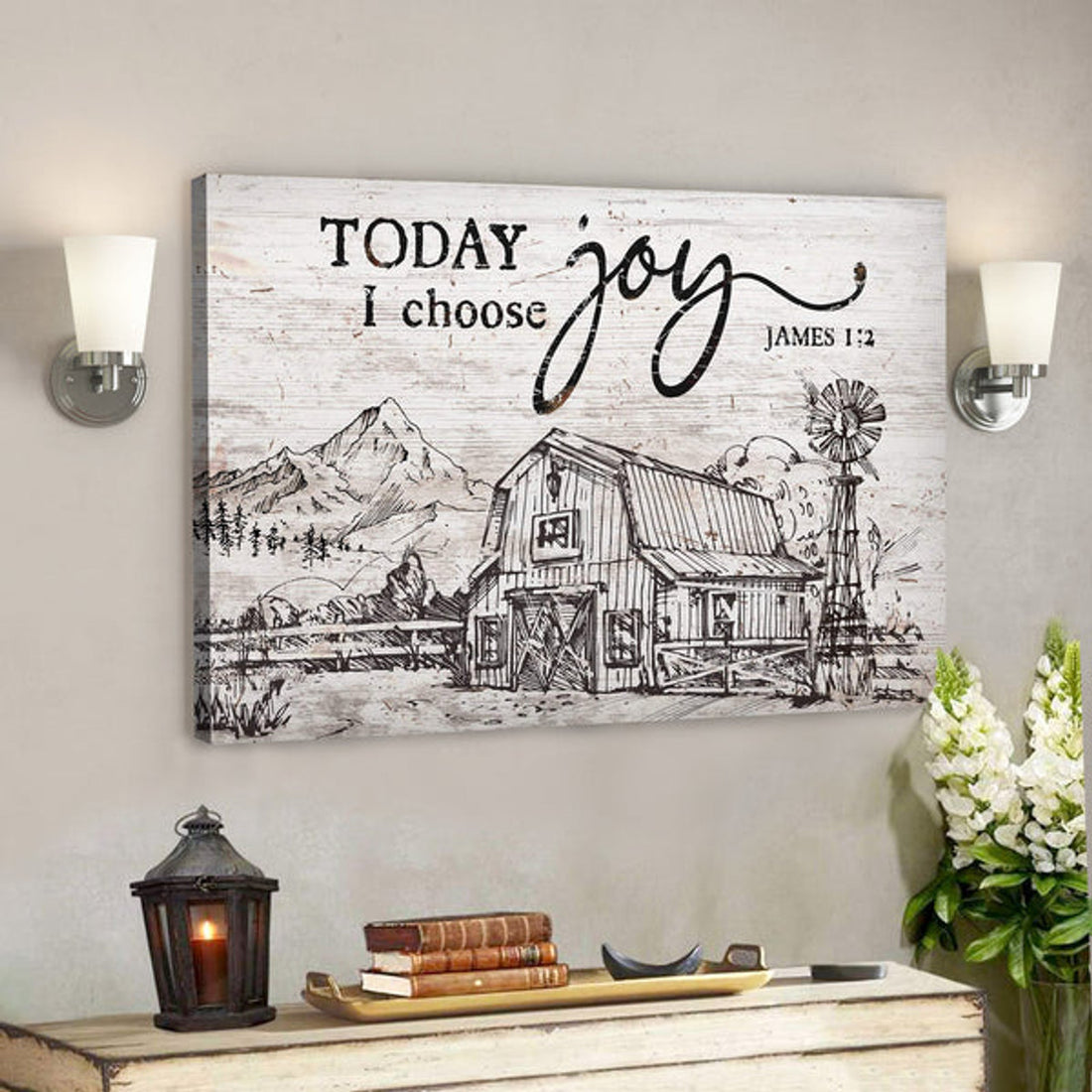 Beautiful Land - Today I Choose Joy Canvas Wall Art - Bible Verse Canvas - Scripture Canvas Wall Art 