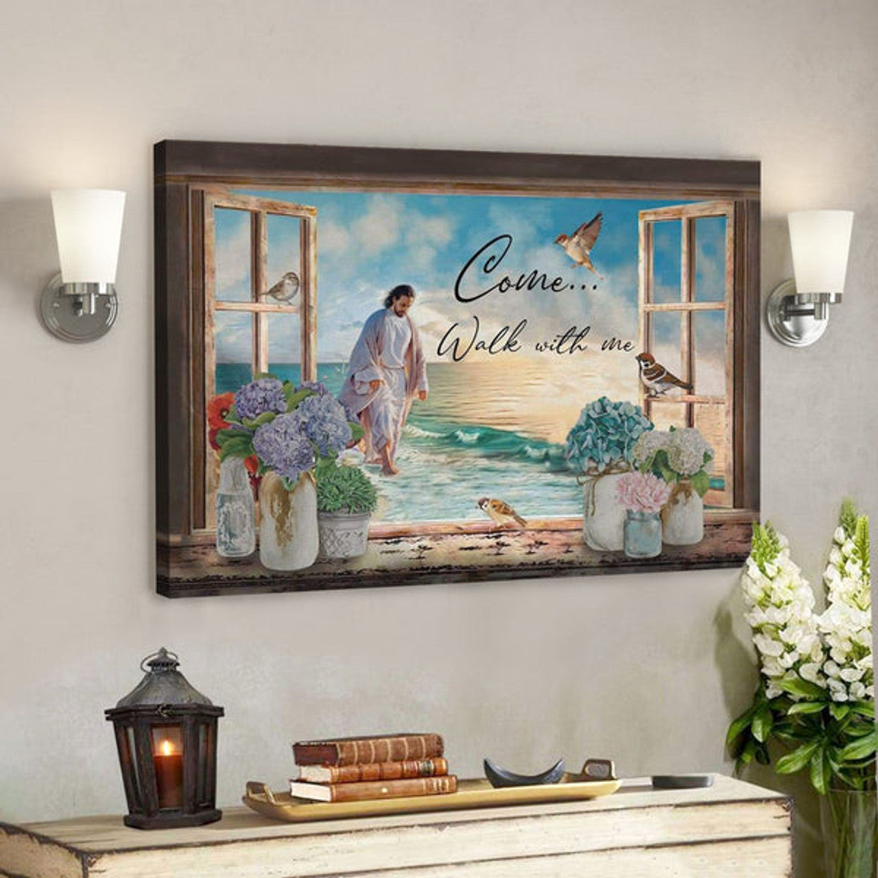 God Canvas Prints - Jesus Canvas Art - Come Walk With Me Canvas Print - Christian Wall Art 