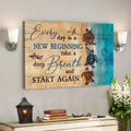 Turtles Along The Beach - Every Day Is A New Beginning Canvas Wall Art - Bible Verse Canvas - Scripture Canvas Wall Art 
