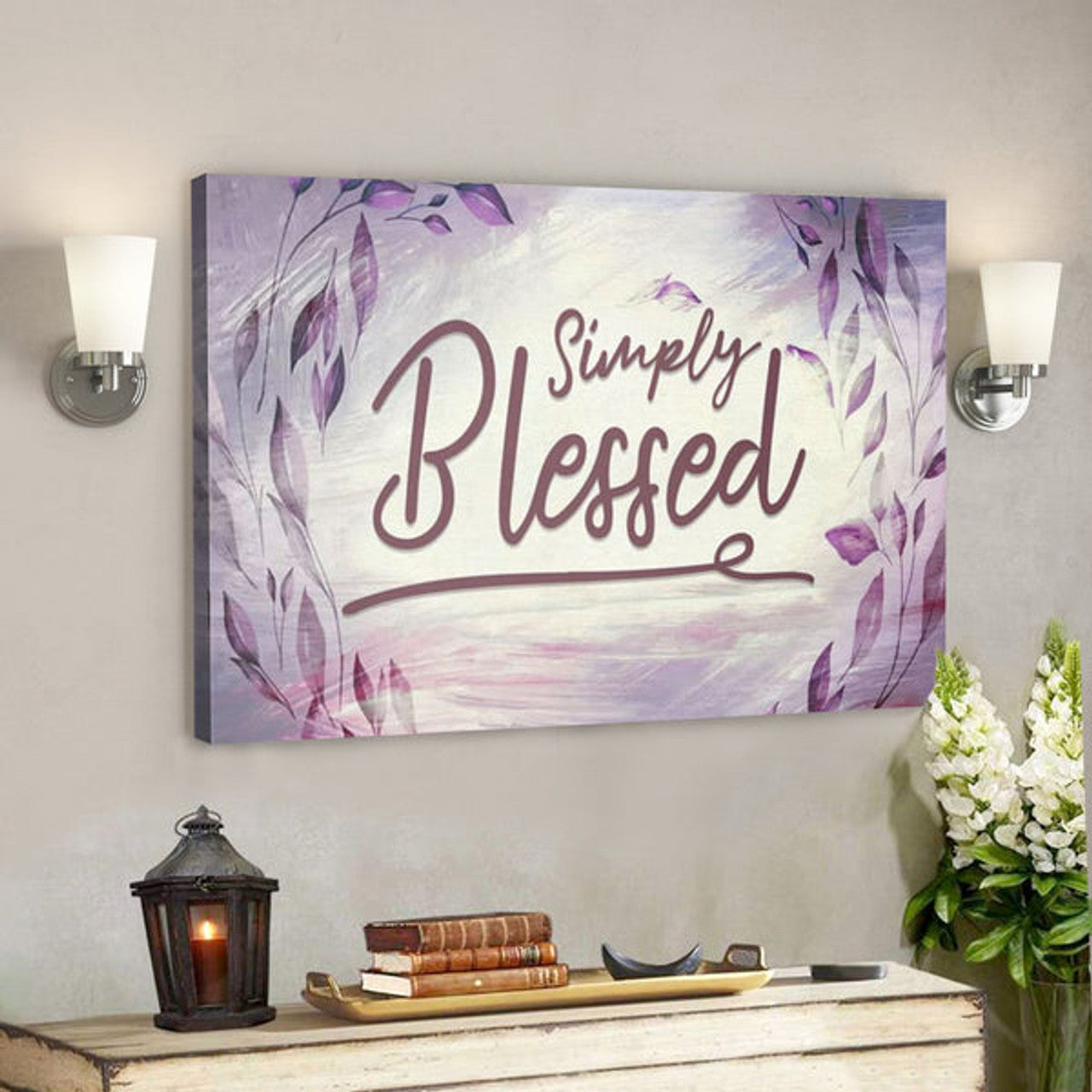 Bible Verse Canvas - Simply Blessed Canvas Wall Art - Scripture Canvas Wall Art 