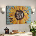 Bible Verse Wall Art Canvas - Green Hummingbird And Sunflower - Faith Love Hope Canvas 