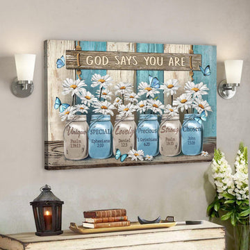 Daisy Flower - Wooden Background Canvas Wall Art - Bible Verse Canvas - Scripture Canvas Wall Art 