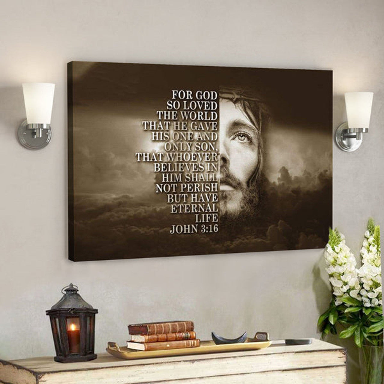 God Canvas Prints - Jesus Canvas Art - Bible Verse Wall Art For God So Loved The World John 316 Canvas Print 