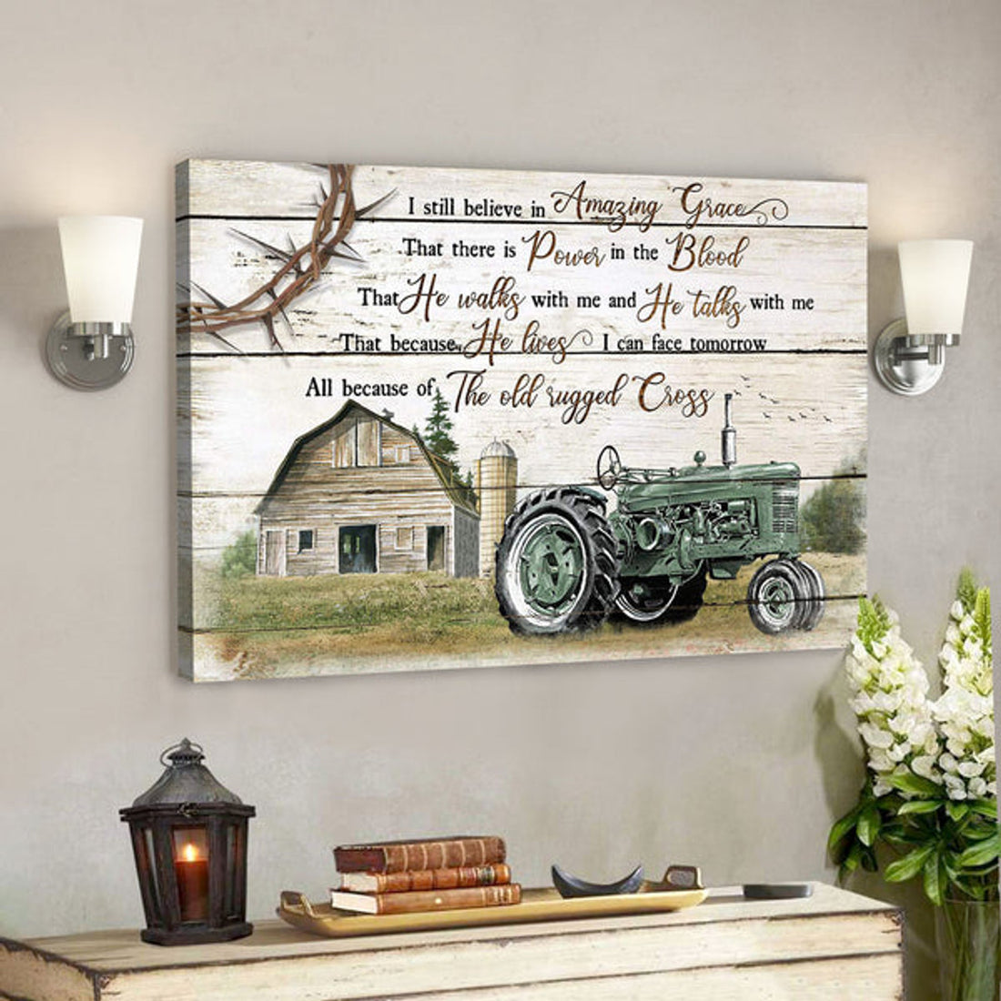 Green Electric Tricycle - I Still Believe In Amazing Grace - Bible Verse Canvas - Scripture Canvas Wall Art 