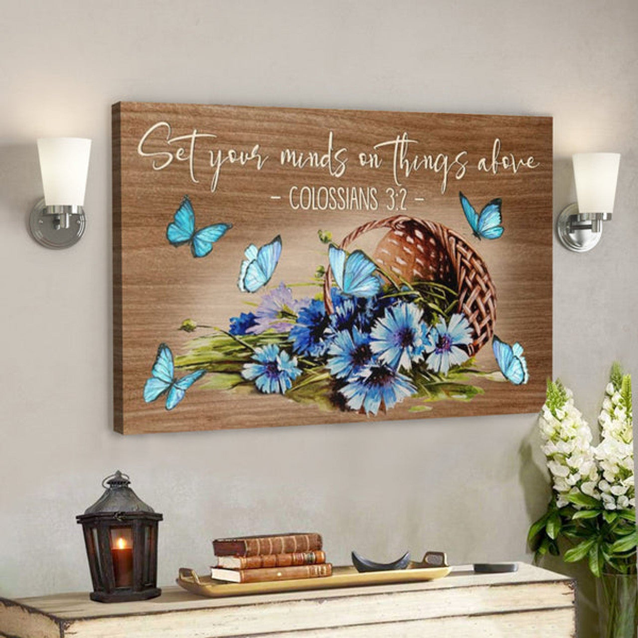 Bible Verse Canvas - Set Your Minds On Things Above Colossians 32 Canvas - Scripture Canvas Wall Art 