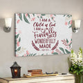 Bible Verse Canvas - A Child Of God Fearfully And Wonderfully Made Psalm 13914 Canvas - Scripture Canvas Wall Art 