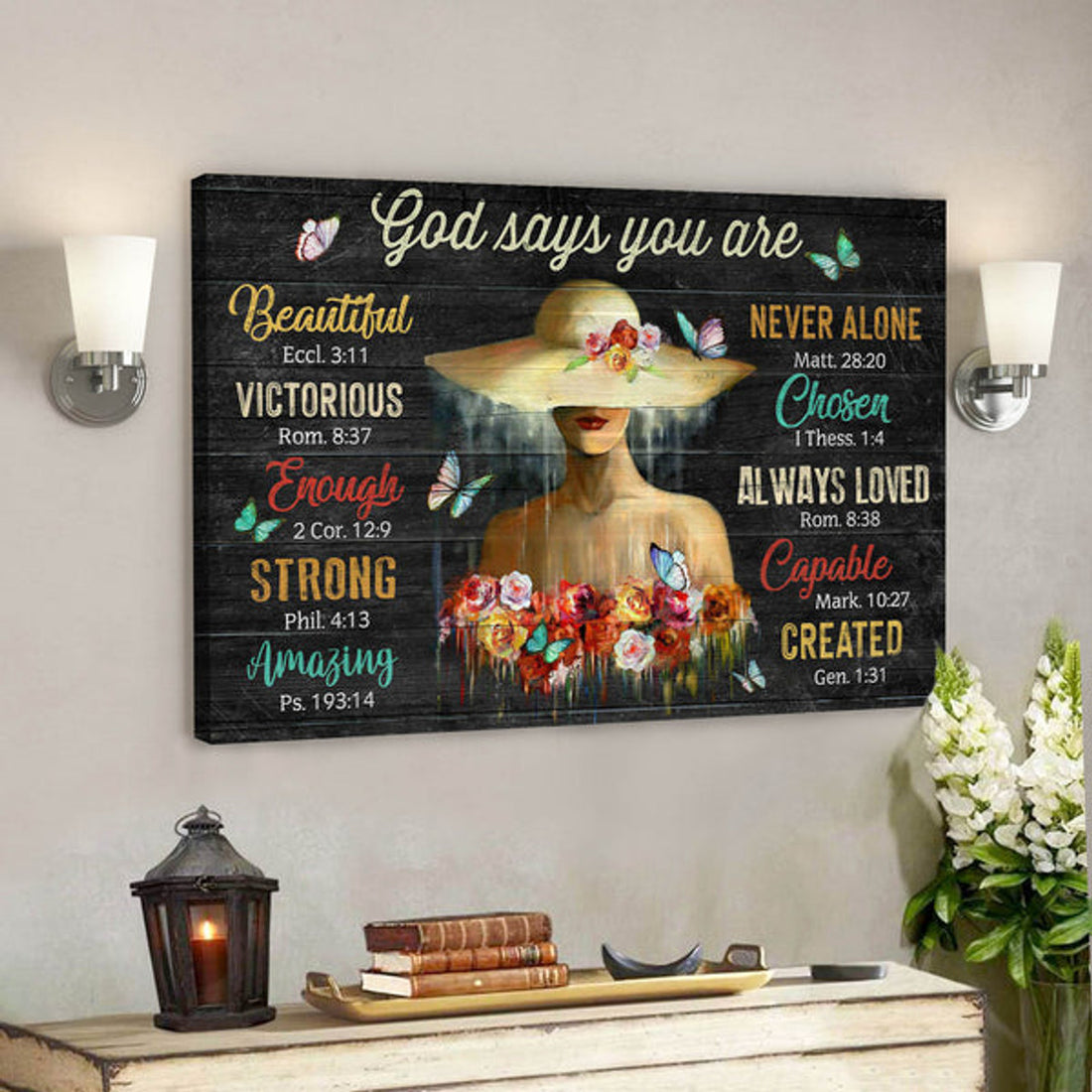 Bible Verse Canvas - Flower Girl - God Says You Are Canvas Wall Art - Scripture Canvas Wall Art 